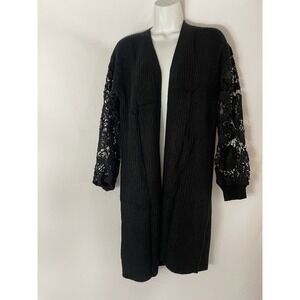 Cardigan Sweaters for Women Chunky Knit Lace‎ Crochet Long Sz M